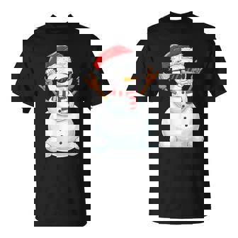 Santa Snowman Rock Hand Sign Language Xmas Rock Music Lover T-Shirt | Mazezy