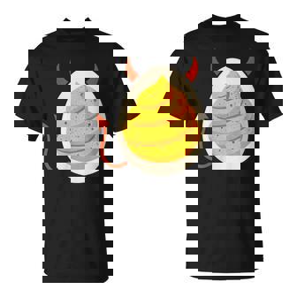 Satanic Deviled Egg With Horns & Tail And Paprika Filling T-Shirt | Mazezy