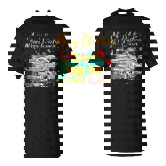 School Bus Driver Santa Hat Merry Christmas Tree Men Women T-Shirt | Mazezy