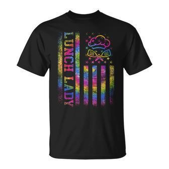 School Lunch Lady Squad Us Flag Tie Dye Proud Cafeteria Crew T-Shirt - Thegiftio UK