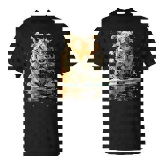 Serene Tiger With Snow Snowy Forest Winter Animal Graphic T-Shirt | Mazezy