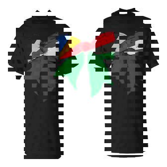 Seychelles Seychellois Pride Flag Girl Coquette Bow Ribbon T-Shirt | Mazezy