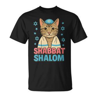 Shabbat Shalom Cat In Cute Jewish Hebrew Israel Style T-Shirt | Mazezy