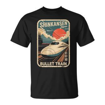 Shinkansen Carte Postale Japonaise Rétro Motif Train Kanji T-Shirt - Cadeauxyz