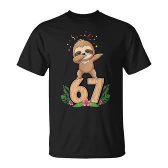 Sixeven Meme Dabbing Baby Faultier 67 Lustiges Gen Z Alpha T-Shirt - Seseable