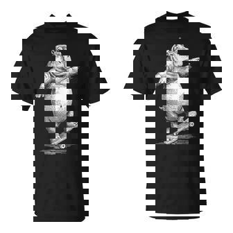 Skater Skateboarder Hippo Animal Skateboarding T-Shirt | Mazezy