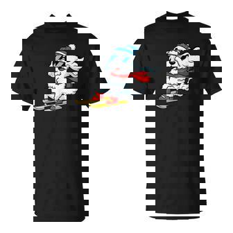 Skiing Puppy Dog With Sunglasses Winter Vibes T-Shirt | Mazezy