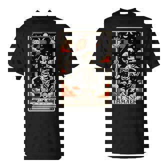 The Smasher Badminton Player Tarot Card Skeleton Witchy Moon T-Shirt | Mazezy
