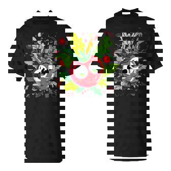 Smiling Tomato With Leafy Background Art T-Shirt | Mazezy