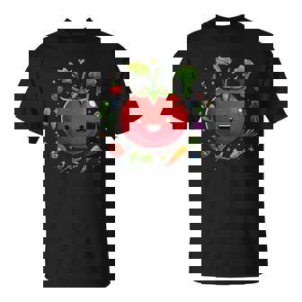 Smiling Tomato Surrounded By Veggies Happiness T-Shirt | Mazezy