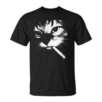 Smoking Cat Meme Cigarette Kitty Gen Z T-Shirt - Monsterry