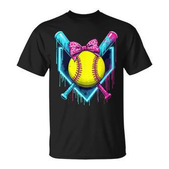 Softball Ice Cream Dripping Softball T-Shirt | Seseable FR