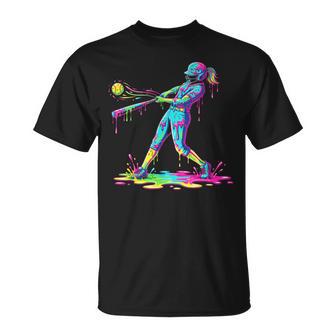 Softball Player Girl Ice Cream Softball Drip T-Shirt - Thegiftio UK