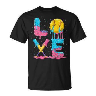 Softball Player Love Drip Ice Cream Colorful Softball T-Shirt - Thegiftio UK