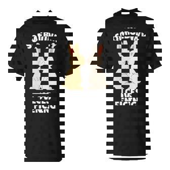 Somebunny Loves Fencing Cute Easter Bunny Fencer Fence T-Shirt | Mazezy