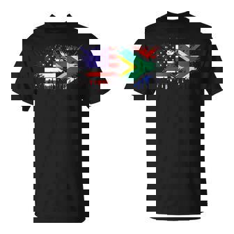 South Africa & USA Flags Half American Half South African T-Shirt | Mazezy