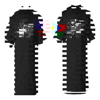 South Sudan & USA Flags Half American Half South Sudanese Tank Top T-Shirt | Mazezy