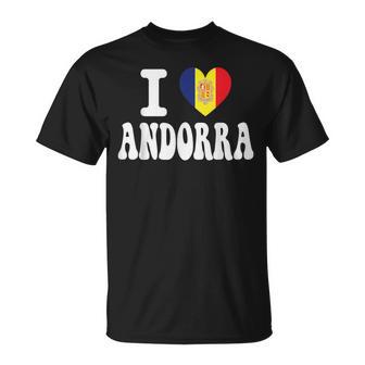 Souvenir Deoyage Rétro Avec Drapeau I Love Andorra En Forme De Cœur T-Shirt - Cadeauxyz