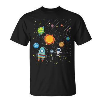 Space Planet Astronaute Geeksystèmeolaire Pour Enfants Garçons Filles T-Shirt - Cadeauxyz
