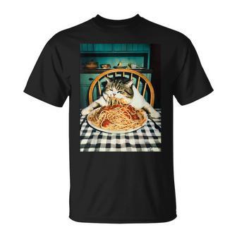 Spaghetti Cat Dinner Retro Vintage Italian Humor T-Shirt - Thegiftio UK