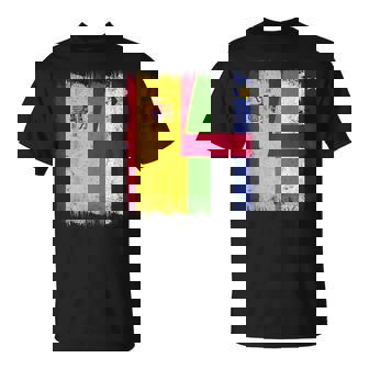 Spain Central African Republic Half Flag Spanish CAR Roots T-Shirt | Mazezy