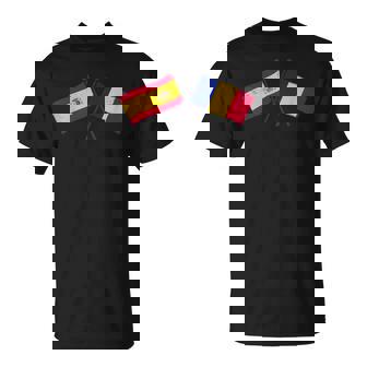 Spain Romania Crossed Flags Spanish Romanian Friendship T-Shirt | Mazezy