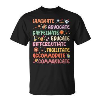 Sped Caffeinate Advocate Laminate Educate Teacher Facilitate For Women T-Shirt - Thegiftio UK