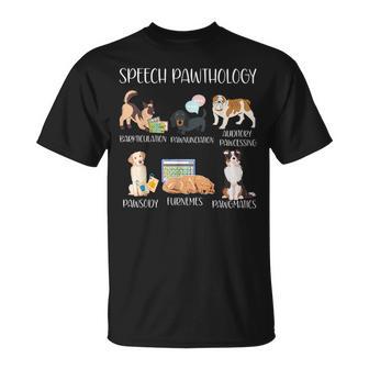 Speech Pathology Dogs Puns Speech Pawthology Slp Slpa T-Shirt | Seseable UK