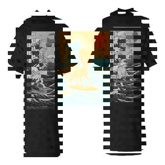 Sphynx Cat Surfing Japanese Wave Great Wave Kawaii T-Shirt | Seseable FR