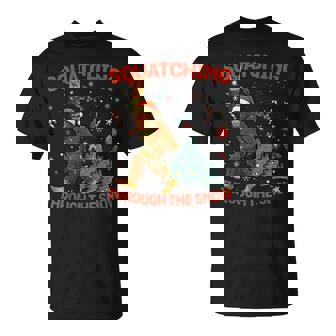 Squatching Through The Snow Bigfoot Rock On Xmas T-Shirt | Mazezy