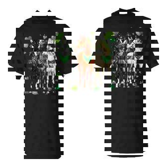 St Patrick’S Day Equestrian Three Horses With Shamrocks T-Shirt - Thegiftio