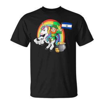 St Patricks Day Salvas Unicorn El Salvador Salvadoran Flag T-Shirt | Mazezy