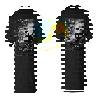 Starry Night Van Gogh Farmer Chicken Rooster Graphic T-Shirt | Mazezy