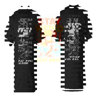 Stay Weird Keep Away – Skull And Snake Vintage Punk Art T-Shirt | Mazezy