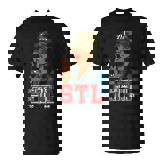 Stl 314 Hat Camo Black Woman St Louis T-Shirt - Thegiftio