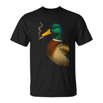 Stockente Ente Raucht Eine Zigaretteintage Lustige Ente Jagd T-Shirt - Geschenkecke