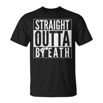 Straight Outta Breath Running Jokes For Runner T-Shirt - Monsterry
