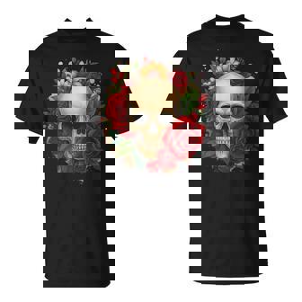 Sugar Skull Halloween Roses Flower Women Girls Tank Top T-Shirt | Mazezy