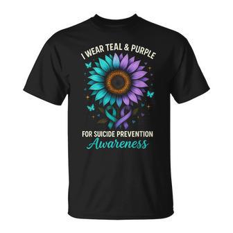 Suicide Prevention Awareness Wear Teal And Purple Butterfly T-Shirt | Mazezy