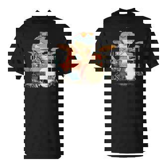 Sunglasses Rockstar Dinosaur With Cool Drums Costume T-Shirt | Mazezy