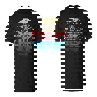 Surfboard Surfer Beach Palms Waves Surfing Boy Girl Surf T-Shirt | Mazezy