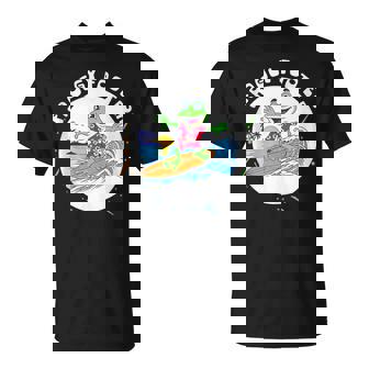 Surfing Frog Riding Surfboard Froggy Footer Surfer Men Tank Top T-Shirt | Mazezy