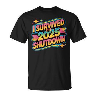 I Survived The 2025 Shutdown Groovy Government Employee Joke T-Shirt | Mazezy