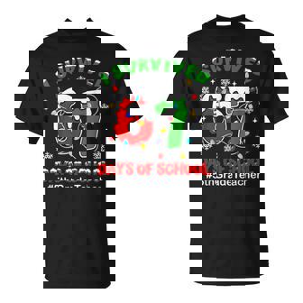 I Survived 67 Days Of School 5th Grade Teacher Christmas T-Shirt | Mazezy
