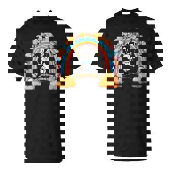 Sweet Bunny On Rainbow Candy Swing T-Shirt | Mazezy