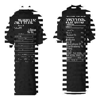 Sweet Potatoes Nutrition Facts Thanksgiving Day Food T-Shirt | Mazezy