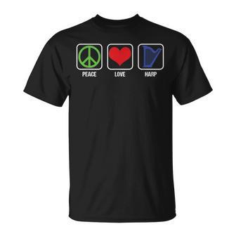 Symbole De Paix Cœur Amour Harpe Musicien Cadeau T-Shirt - Cadeauxyz