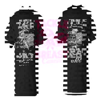 Tackle Breast Cancer Awareness American Football Pink Ribbon T-Shirt | Mazezy