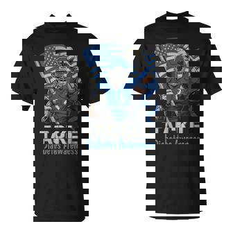 Tackle Diabetes Awareness Day Warrior American Flag Football T-Shirt | Mazezy