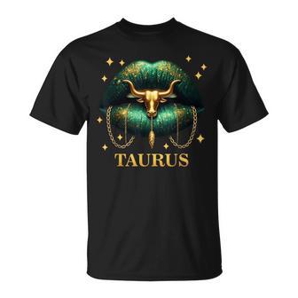 Taurus Queen Girl Zodiac Sign Horoscope Birthday Lips T-Shirt | Mazezy